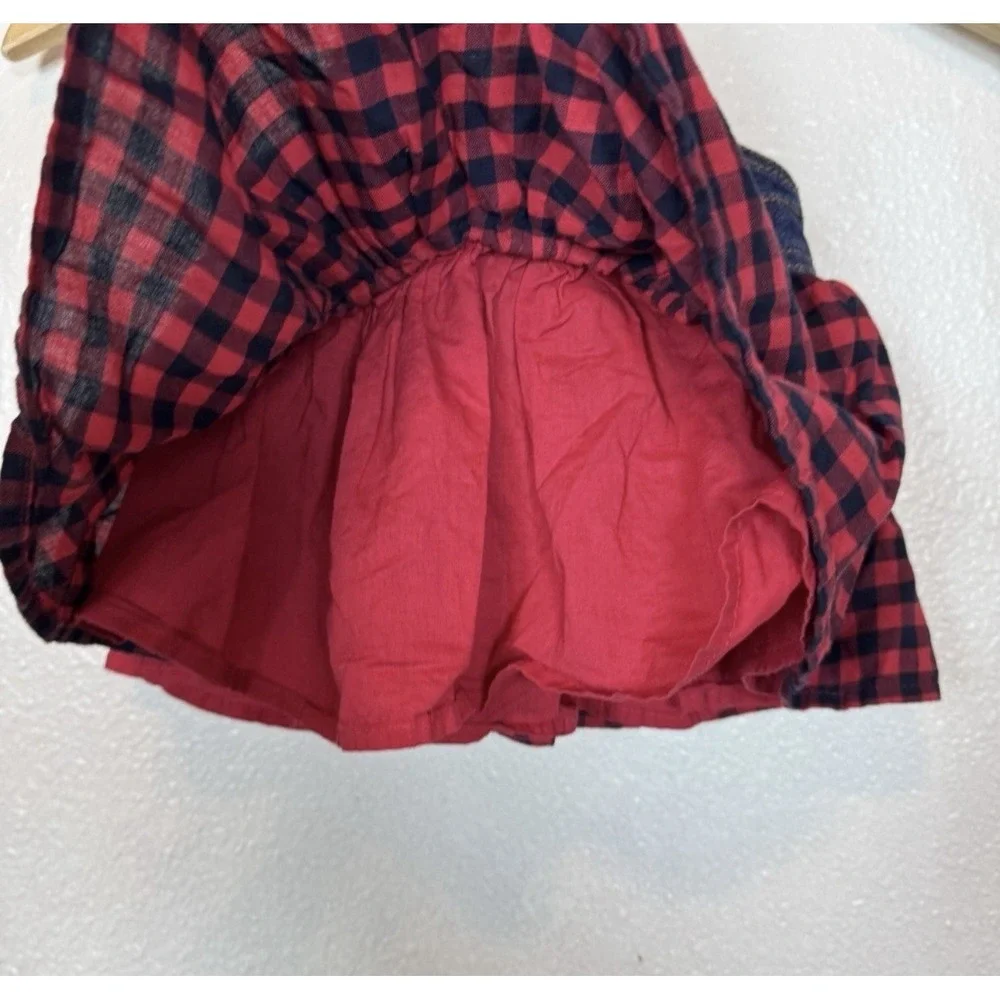 Oshkosh‎ Vestbak Overall Dress Jumper 18 Months Red Black Plaid Shirt Denim